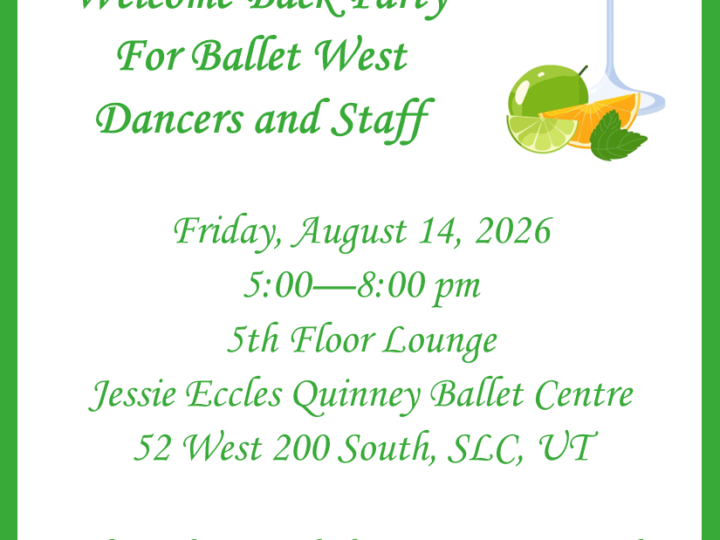 Welcome Back Party for Ballet West Dancers & Staff